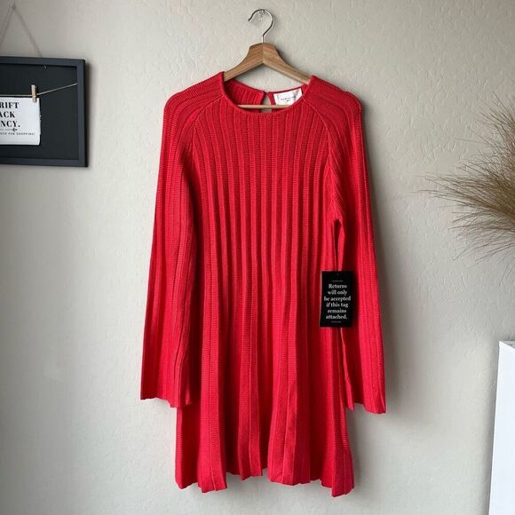NEW Tuckernuck Pomander Place Red Adi Knit Long Sleeve Mini Dress Size M‎ - Picture 2 of 9